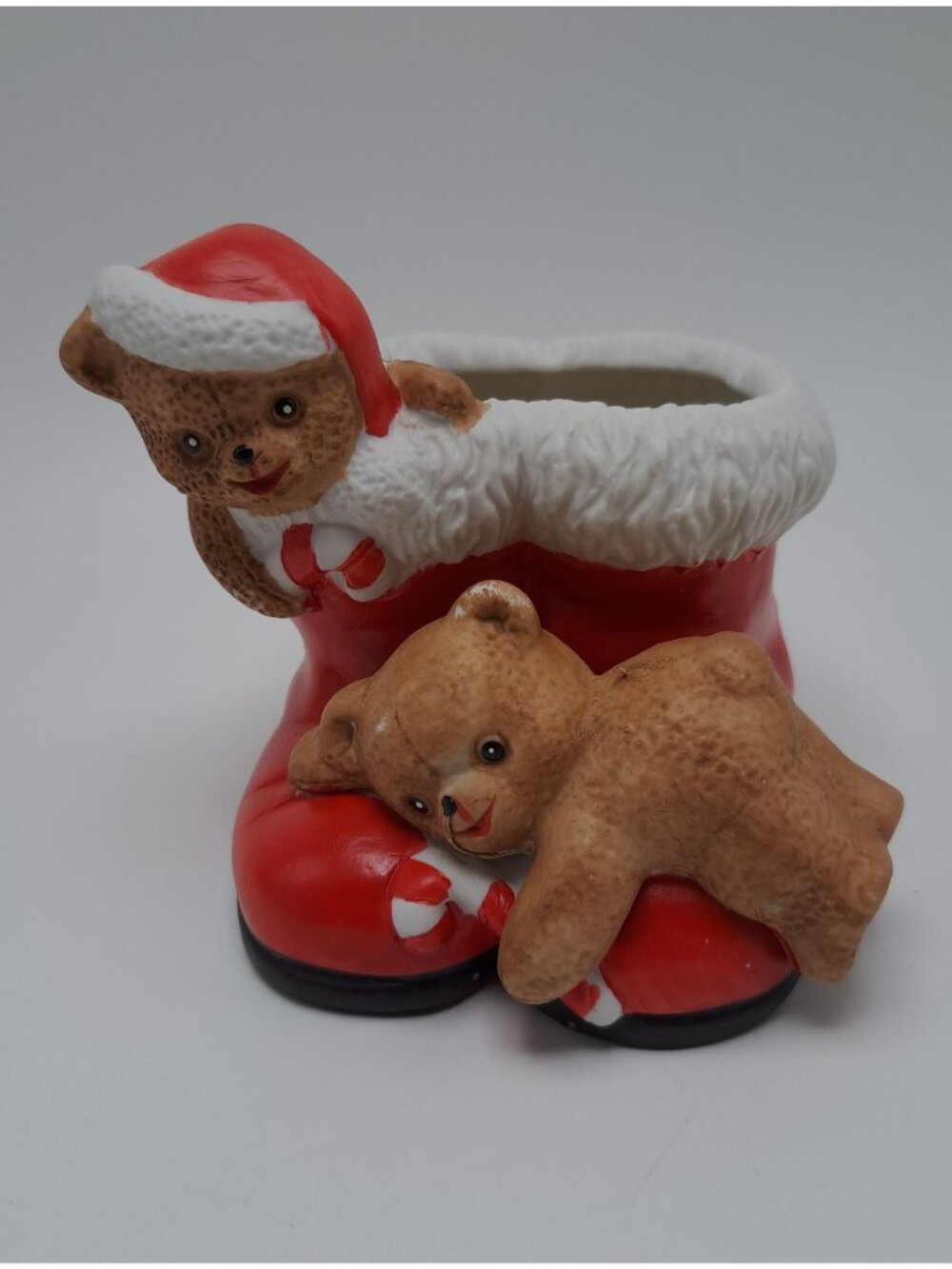 Christmas Around the World House of Lloyd Boots Bears Candy Canes Planter 1988